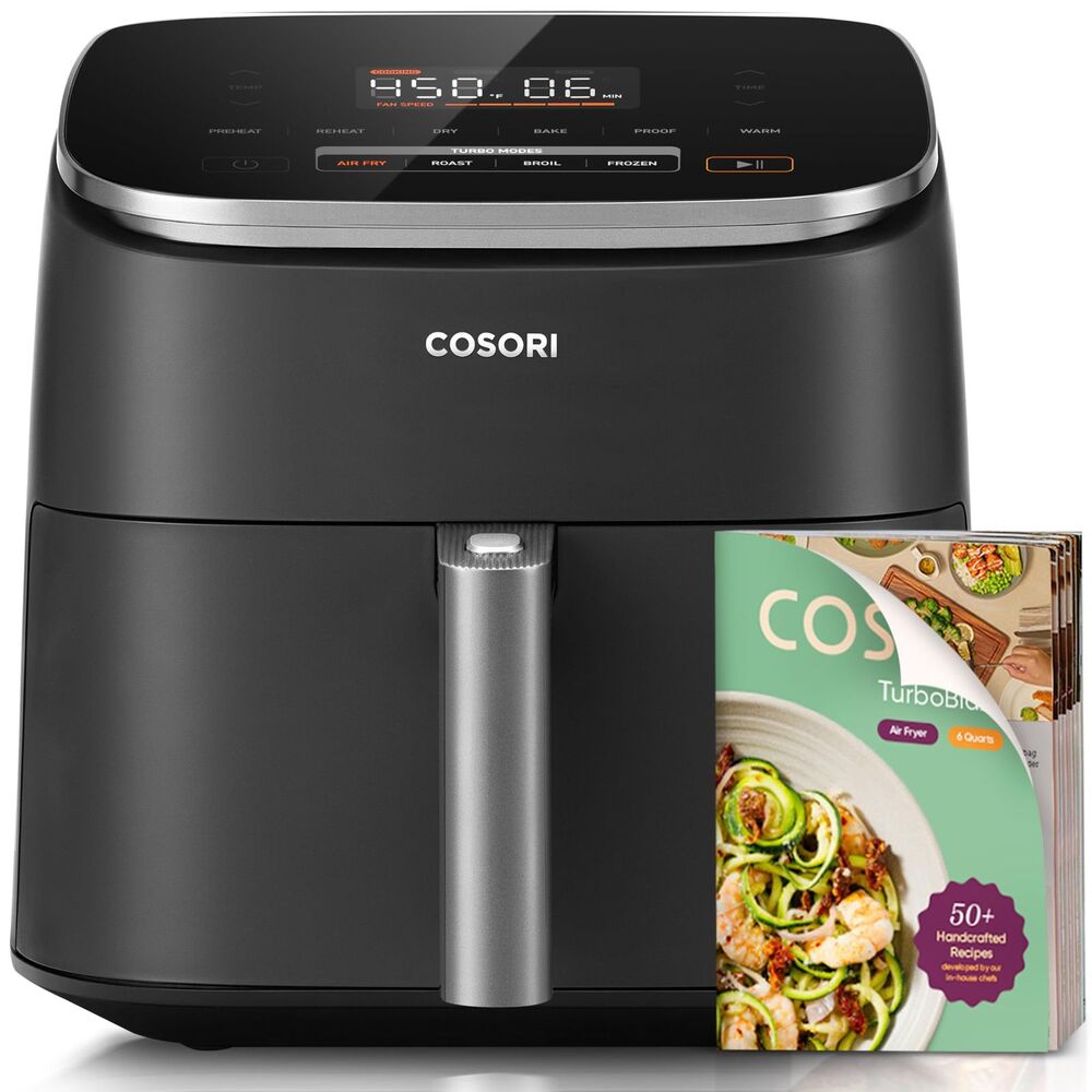 Cosori 9-in-1 TurboBlaze Air Fryer 6 Qt, PFAS-Free Ceramic 6QT, Dark Gray